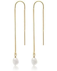 Kiri & Belle - Lola Small Pearl Filled Chain Threader Earrings - Lyst
