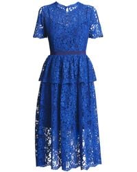 Rumour London - Lucia Lace Midi Dress With Peplum - Lyst
