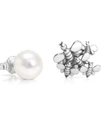 Unaloe - Sterling Natural Qeen Pearl Stud Earrings – Contemporary Designer Gemstone Jewelry - Lyst