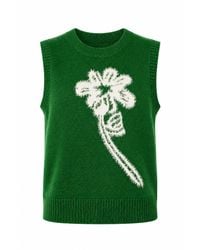 Yumi' - Knitted Flower Sleeveless Jumper Vest - Lyst