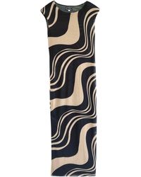 L2R THE LABEL - Neutrals Shoulder Pad Printed Mesh Dress - Lyst