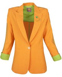 Lalipop Design - Tailored Viscose Linen Orange Blazer Jacket - Lyst