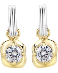 Onewildone - Drip Drop Hoop Earrings With Brilliant Cut Stones - Lyst