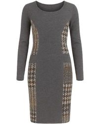 Conquista - Patterned Straight Sweater Dress - Lyst