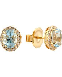 Artisan - Blue Topaz Solid Yellow Gold Natural Diamond Stud Earrings Handmade Jewelry - Lyst