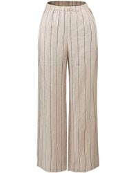 Smart and Joy - Neutrals Thin Striped Linen Straight Pants - Lyst