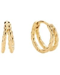 Vanhi - Mae Twist Double Huggie Earrings - Lyst