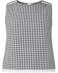 Yumi' - Gingham Cotton Top With Lace Trims - Lyst