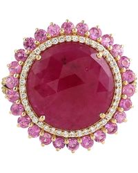 Artisan - Ruby & Sapphire Gemstone Pave Diamond Cocktail Ring - Lyst
