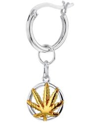 True Rocks - 2Tone Mini Happy Leaf Sterling & 18Kt Plate Detail On Hoop - Lyst