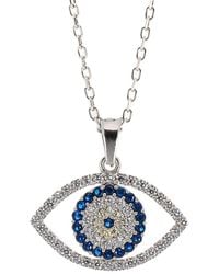 Ebru Jewelry - Sparkly Evil Eye Sterling Necklace - Lyst