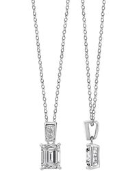 Diamonbliss - Embellished With Swarovski Plated Emerald Cut Solitaire Drop Pendant Necklace, One And Half Carats - Lyst