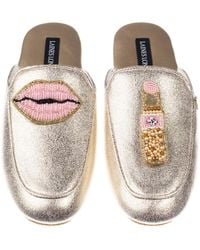 Laines London - Classic Mules With Pearl Lips & Lipstick Brooches - Lyst