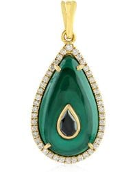 Artisan - 18k Yellow Gold Malachite Spinel Diamond Designer Pendant Handmade Jewelry - Lyst