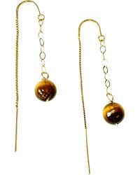 Lexi Jewelry - Golden Tiger Eye Threader Earrings - Lyst