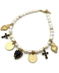Achala Handcrafted - Freshwater Pearl Necklace With Crystal Heart Pendant - Lyst