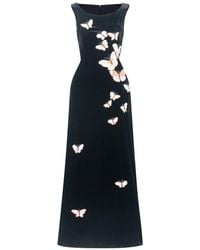 Silk and Bears - Hand-Embroidered Silk Velvet Maxi Evening Dress — Butterfly — Velvet Atelier - Lyst