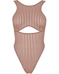 MONIQUE MORIN LINGERIE - Vertigo Cutout Bodysuit Mushroom - Lyst