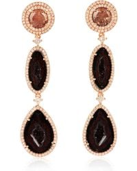 Artisan - Natural Geode Dangle Earrings 18k Rose Gold Diamond - Lyst