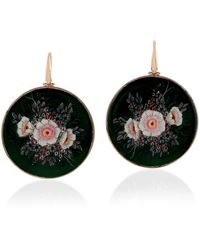 Artisan - Rose Gold Hand Painted Bakelite Flower Dangle Hook Earrings - Lyst