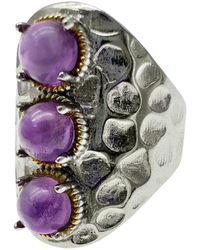 Farra - Amethyst Stones Nugget Adjustable Ring - Lyst