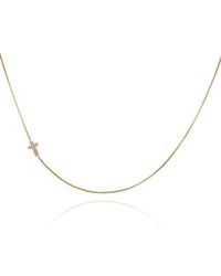 Rachel Jackson Solid Gold And Diamond Mini Cross Necklace - Metallic