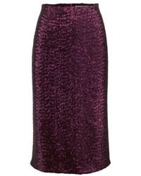 Noria Anis - Ametyst Sequined Midi Pencil Skirt - Lyst