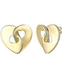 Genevive Jewelry - Rachel Glauber Plated With Diamond Cubic Zirconia Modern Abstract Flower Stud Earrings - Lyst