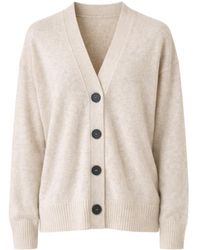 Nuvv Collection - Neutrals Button-Front Long-Sleeve Fine Wool Cardigan – Italian Yarn - Lyst