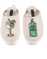 Laines London - Neutrals Flatform Cloud Closed Toe Slippers With Original Gin & Glass Brooches - Lyst