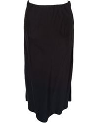 Haris Cotton - Satin Viscose Midi Skirt With Elastic Waist And Back Darts - Lyst