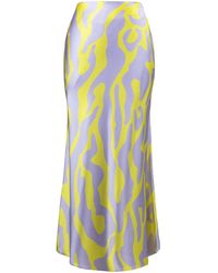 Solgo Atelier - Samantha Printed Silk Midi Slip Skirt With Silk Chiffon Lining - Lyst