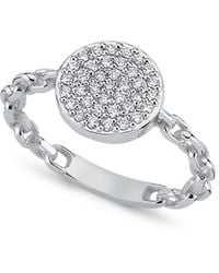 Ecce | Artisan Diamonds - 14K Solid Round Pave Diamond Chain Ring - Lyst
