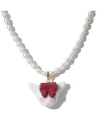 H2 Studio - Angry Puss Ruby Bow Tie Freshwater Pearl Necklace - Lyst