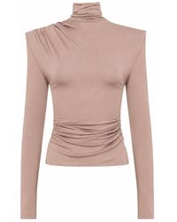 Mandragora - Neutrals Turtleneck With Draping Varo Cappuccino - Lyst