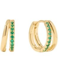 Vanhi - Kira Crystal Double Hoop Huggies - Lyst