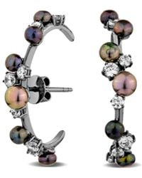 SALLY SKOUFIS - Eclipse Earrings With Natural Pearls & Made Cz Diamond Stimulant - Lyst