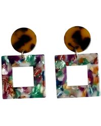 CLOSET REHAB - Small Open Square Drop Earrings - Lyst