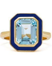 Augustine Jewels - Sky Topaz And Enamel Cocktail Ring - Lyst