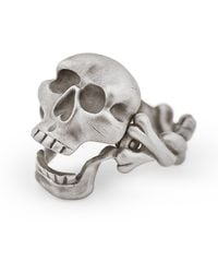 Snake Bones - Skull & Crossbones Ring With Hinged Jaw - Lyst
