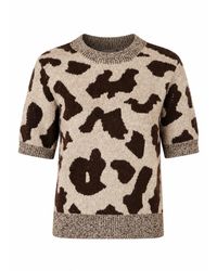 Yumi' - Leopard Intarsia Short Sleeve Jumper - Lyst