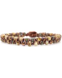 Shar Oke - Green, Yellow & Brown Czech Picasso & Red Brown Leather Bracelet - Lyst