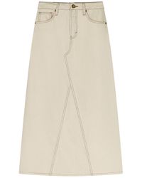 Rave on Trend - Neutrals Tan Flared Denim Skirt - Lyst