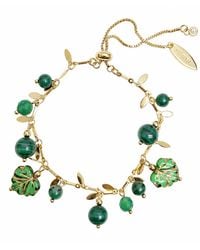 Farra - Natural-Inspired Malachite With Leaves Charm Bracelet - Lyst