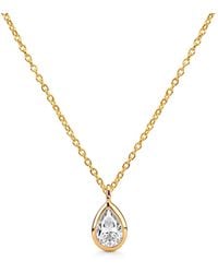 Augustine Jewels - Delicate Pear Shaped Diamond Necklace Bezel Set - Lyst