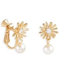 Grosse - Platinum & Pearl Drop Clip On Earrings, Series Bouquet - Lyst