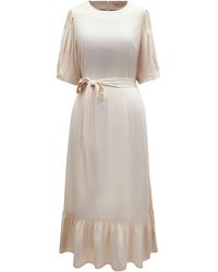 Smart and Joy - Neutrals Viscose Blouse-Dress With Fluffy Hem -Cream - Lyst