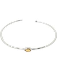 Harfi - Minimalist Sterling Citrine November Birthstone Bangle Bracelet - Lyst