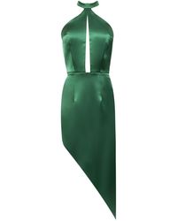Nomi Fame - Pamela Satin Halter Neck Dress With Asymmetric Skirt - Lyst