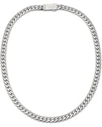 Northskull Flat Curb Chain Necklace In Silver - Metallic